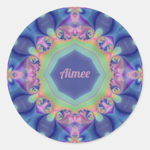 AIMEE ~ Pastel Abstract Kaleidoscope Pattern ~ Classic Round Sticker