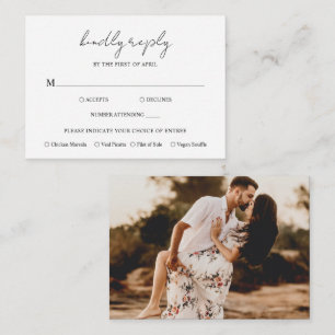 Aimee Rustic Script Modern Wedding Mini RSVP Card