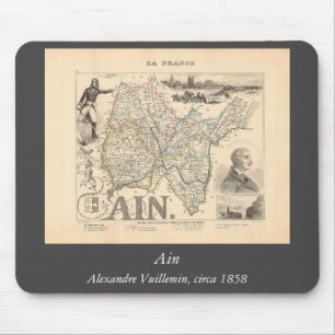 Ain Department France 1858 Alexandre Vuillemin Map Mouse Pad
