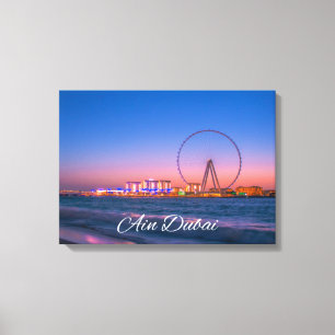 Ain Dubai Observation Wheel At Night Canvas Art