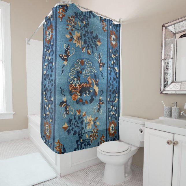 Aincent Chinese Deep Royal Blue  Shower Curtain (In Situ)