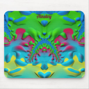 AINSLEY ~ Zany Hot Pink Yellow Green and Blue Mouse Pad