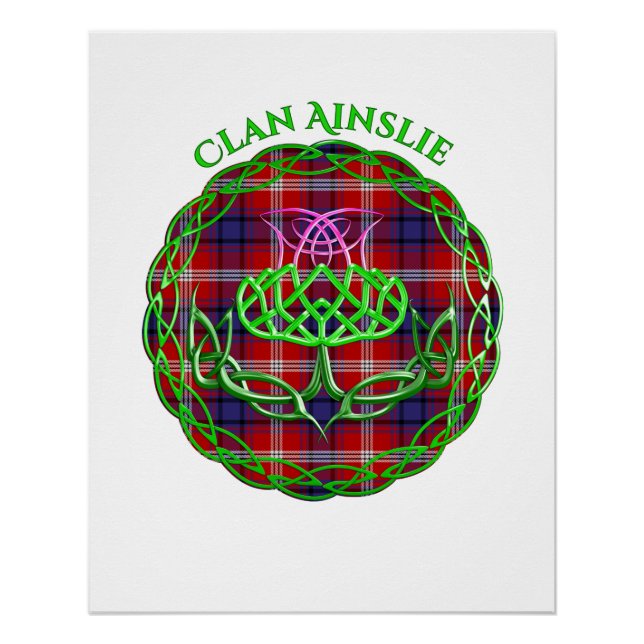 Ainslie Scottish Tartan Celtic Thistle Poster (Front)