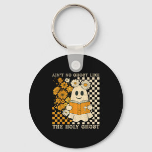 Ain't No Ghost Like Ghost Christian Floral Ghost H Key Ring
