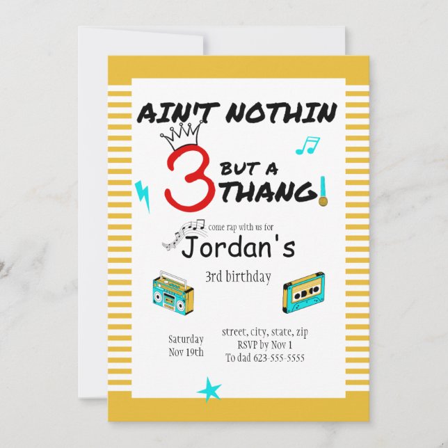 Ain't Nothin But A 3 Thang Invitation (Front)