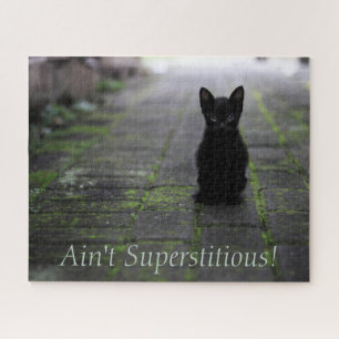 Ain't Superstitious Black Kitten Jigsaw Puzzle