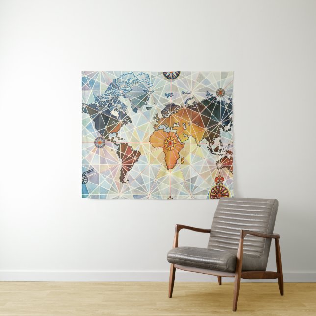 Air Afrique Map of the World Tapestry (In Situ (Horizontal))
