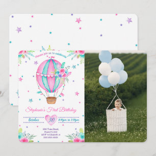 Air Ballon Birthday Photo Invitations