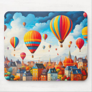 Air Ballon City Concept Abstract Colourful Scenery Mouse Pad