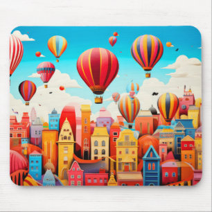 Air Ballon City Concept Abstract Colourful Scenery Mouse Pad