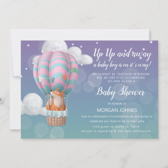 air balloon animals Baby Shower by mail invitation (Front)