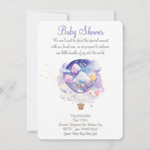 Air balloon baby shower invitation. New Baby party Save The Date