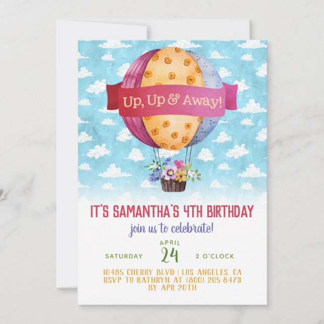 Air Balloon Birthday Invitation (Front)