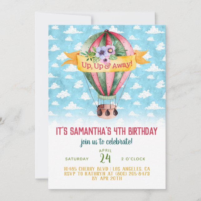 Air Balloon Birthday Invitation (Front)