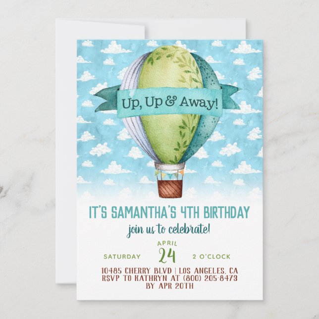 Air Balloon Birthday Invitation (Front)