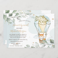 Air Balloon,Fox,Clouds,Stars,Baby Shower By Mail