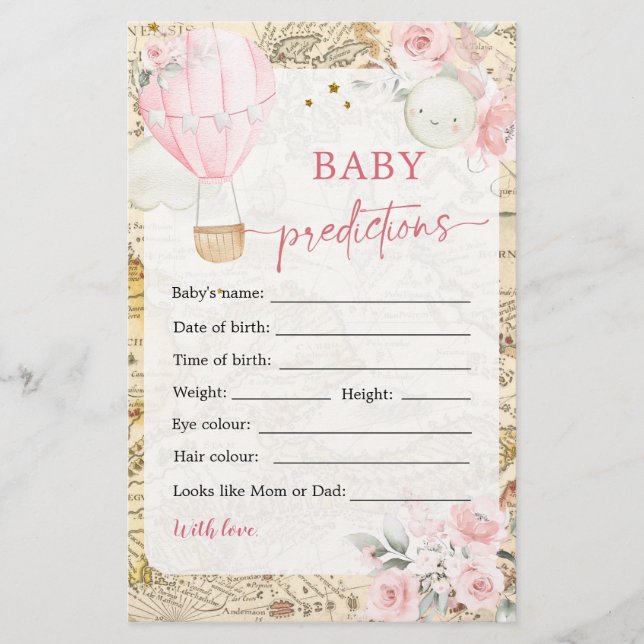 Air Balloon Isn't she Onerderful Baby Predictions (Front)