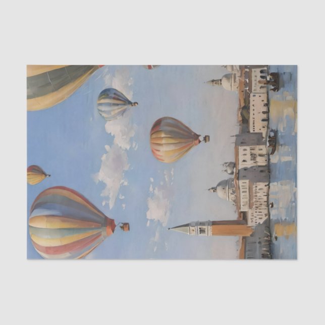 Air Ballooning Over Venice Oil Paint, Tissue Paper (Front)