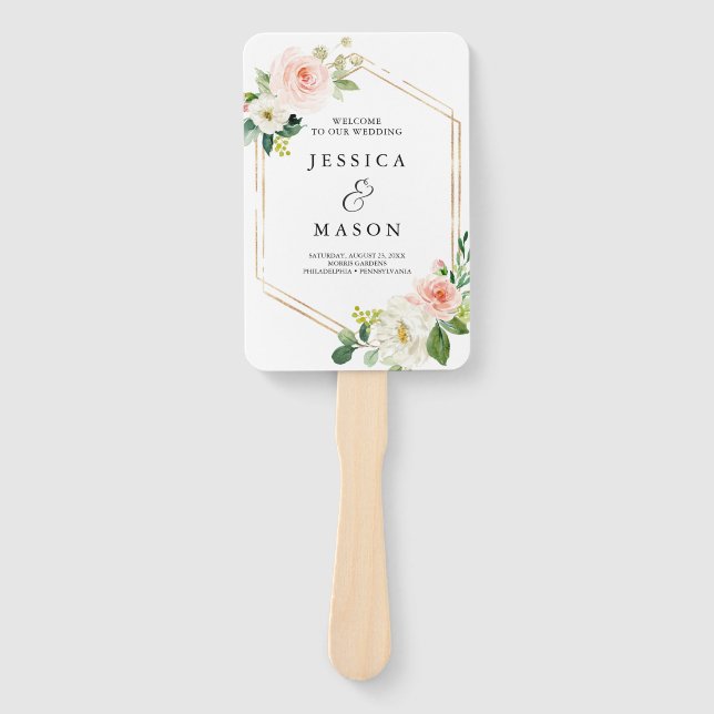 Air Blush Wedding Program Fan (Front)
