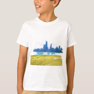 Air Brushed Chicago Skyline Art T-Shirt