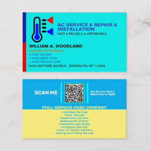 Air Conditioning AC Services   Custom HVAC Company Business Card