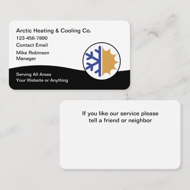 Air Conditioning HVAC Services Business Cards (Front/Back)