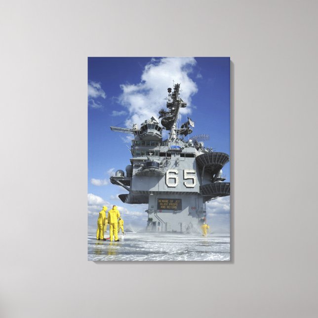 Air department Sailors test the sprinkler syste Canvas Print (Front)