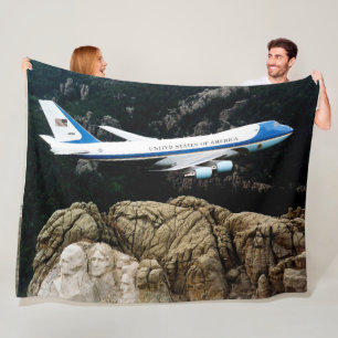 AIR FORCE 1 OVER Mt. RUSHMORE Fleece Blanket