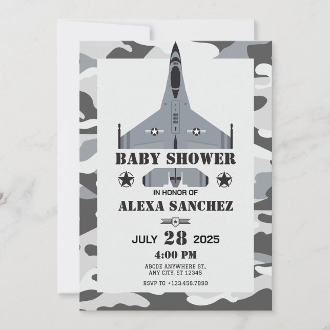 Air force aircraft pilot Baby shower invitation (Front)