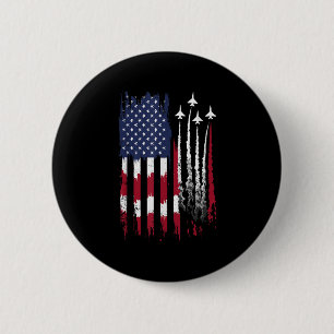 Air Force American Flag Patriotic Red White Blue 4 6 Cm Round Badge