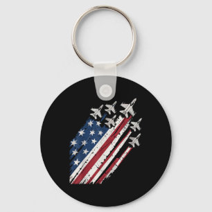 Air Force American Flag Patriotic Red White Blue 4 Key Ring