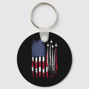 Air Force American Flag Patriotic Red White Blue 4 Key Ring
