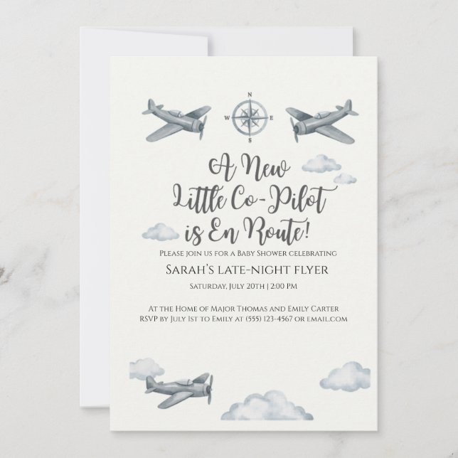 Air Force Baby Shower Invite Little Co-Pilot (Front)