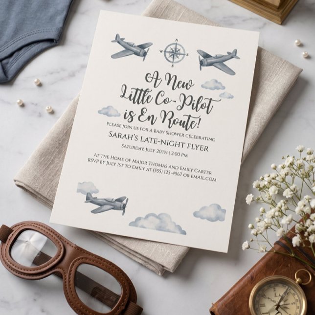 Air Force Baby Shower Invite Little Co-Pilot (Little Co-Pilot Baby Shower Invitation | Air Force Airplane Announcement)