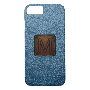 Air Force blue (RAF) Leather Look Monogram iPhone 8/7 Case