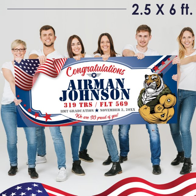 Air Force BMT Graduation 319 TRS Tigers Military Banner (2.5 x 6 ft Air Force BMT Basic Military Training Vinyl 
 Graduation Banner, 319 TRS Tigers Mascot)