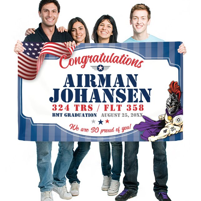 Air Force Graduation 324 TRS Knights Mascot 3x5' Banner (324 TRS Knights Mascot USAF Air Force BMT Basic Military Training Graduation Vinyl Banner, Proud Mom)