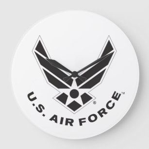 Air Force Logo - Black Large Clock