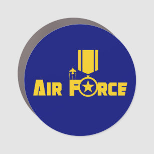 Air Force Military Star Medal Aircraft Blue Gold Car Magnet