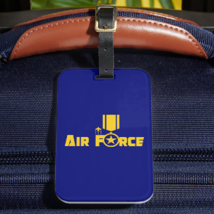 Air Force Military Star Medal Aircraft Blue Gold Luggage Tag