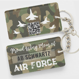 Air Force Mum Military Camouflage Nametape QR Code Key Ring