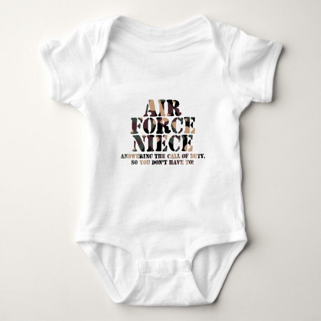 Air Force Niece Answering Call Baby Bodysuit (Front)