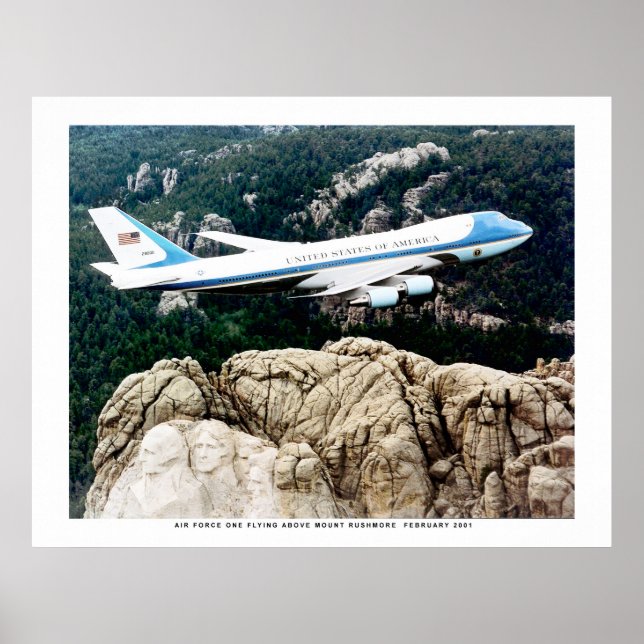 Air Force One Flying Over Mount Rushmore Poster (Front)