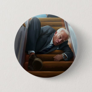 Air Force One Tumble: Joe Biden Takes a Fall 6 Cm Round Badge