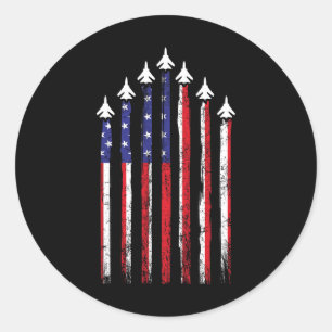 Air Force Us Veterans 4th Of July American Flag In Classic Round Sticker