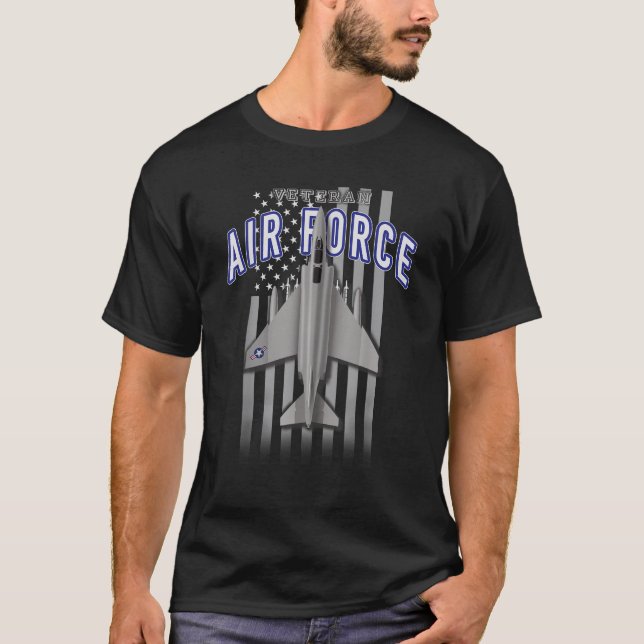 Air Force Veteran F 4 Phantom and Flag T Shirt (Front)
