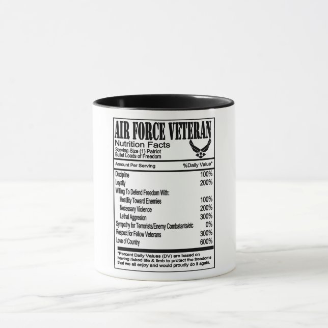 Air Force Veteran Nutrition Facts Mug (Center)