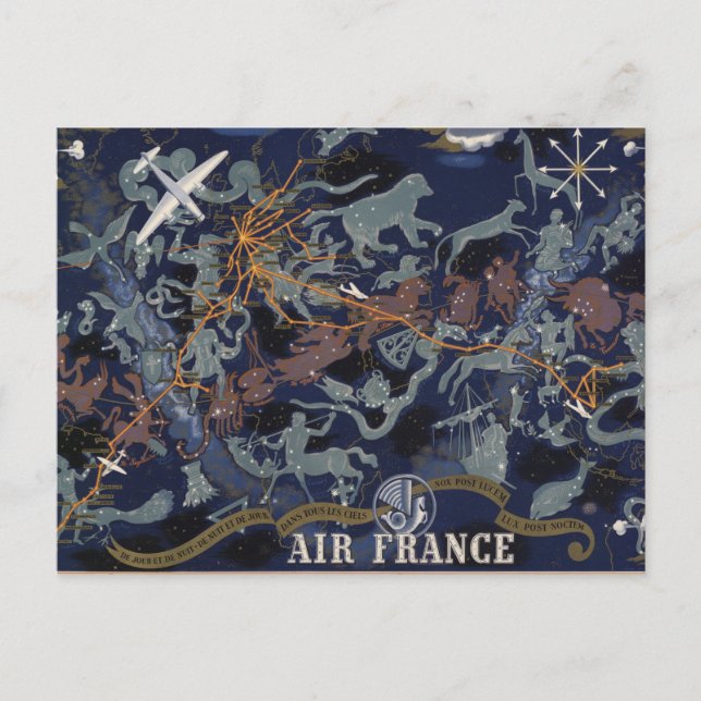 Air France : De nuit et de jour dans tous les ciel Postcard (Front)