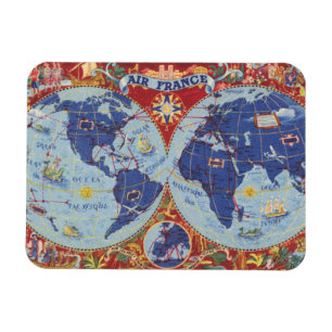 Air France Map of the World Magnet
