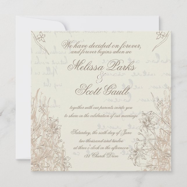 Air, Fresh, Cream, Vintage Wedding Invitation (Front)